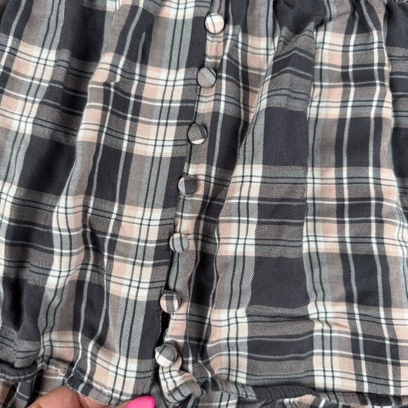 Torrid Button-Front Shirt Plaid Crop Top Womens 0 L Cottagecore Babydoll Blouse - Picture 3 of 10